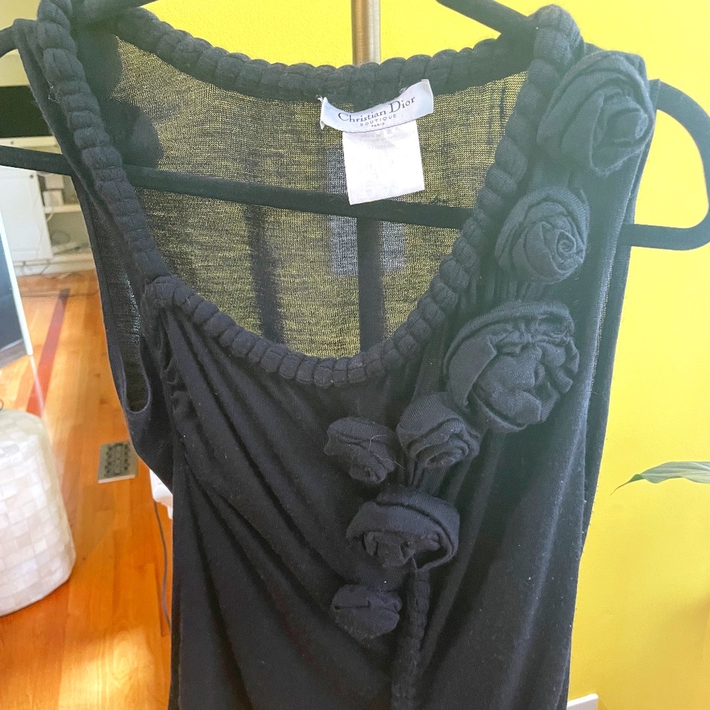 Christian Dior Knit Sweater Top 3D Roses Sz 8